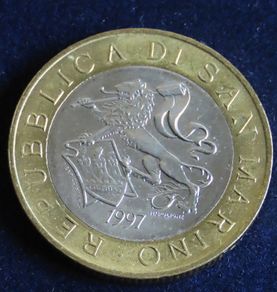 San Marino Bimetallic Coin 1000 Lire 1997