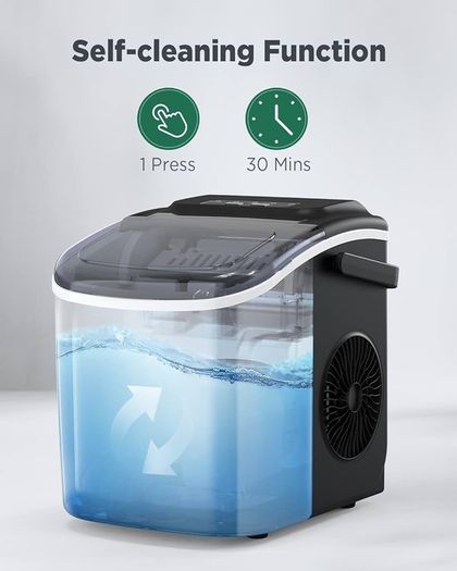 NEW SALE | Countertop Ice Maker Machine, 9 Cubes Ready in 6 Mins, 12 KG in 24Hrs, Self-Cleaning Ice Machine with Ice Scoop and Basket