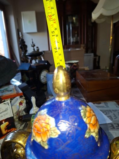 Vintage Twin Handled Japanese Cobalt Blue & Gold Lidded Urn or Amphora Vase, Postage available or Collection