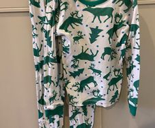 Willow Leigh Tucker 5-6 years white and green reindeer christmas pyjamas