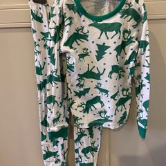Willow Leigh Tucker 5-6 years white and green reindeer christmas pyjamas