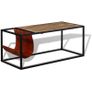 Coffee Table with Genuine Leather Magazine Holder 110x50x45 cm Image 5