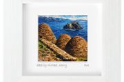 Skellig Michael, Kerry, mini size framed print, by artist Helen Mathews