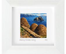 Skellig Michael, Kerry, mini size framed print, by artist Helen Mathews