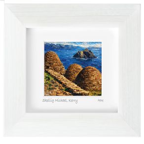 Skellig Michael, Kerry, mini size framed print, by artist Helen Mathews