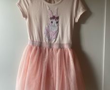 Peach pink bunny sequin dress with tulle skirt age 5