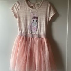 Peach pink bunny sequin dress with tulle skirt age 5