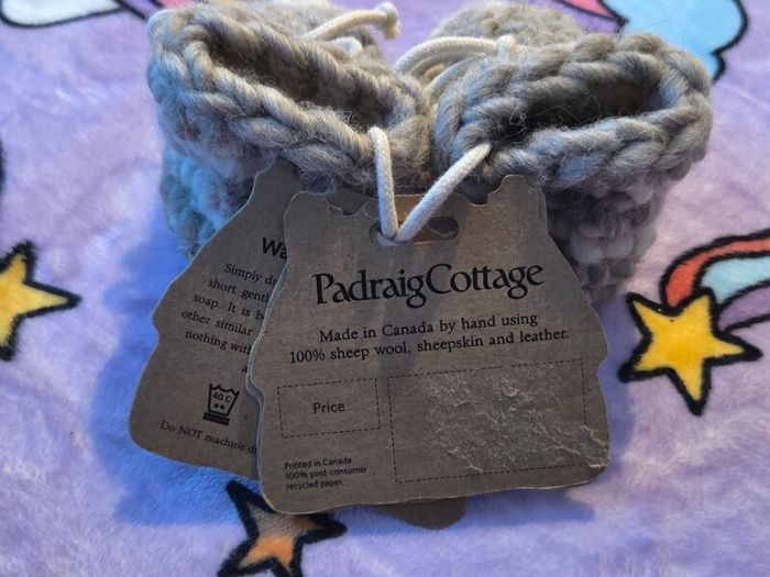 Newborn, With Tags Padraig Cottage 100% Sheeps Wool Baby Slippers