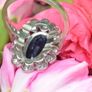 Antique 1920s Sapphire & Diamond Cluster Ring - 18ct White Gold & Platinum Image 7