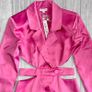 For Love & Lemons Pink Satin Cut-Out Blazer Dress Size  S Barbiecore Party Mini Image 4