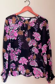 Ladies Navy&Pink Patterned Top by Part Two