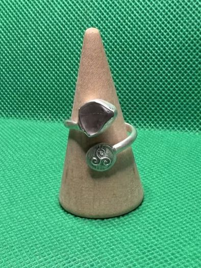 Handmade Celtic sterling silver ring with sea glass and Triskele. Size N and adjustable