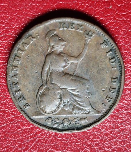 1837 Farthing William IV British copper coin