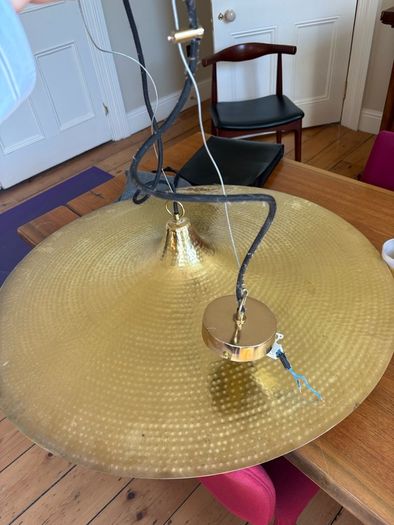Stunning beaten brass disc lamp (Vintage Habitat) Make an offer.