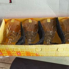 Vintage VMC REIMS France Crystal Cordial Glasses - 2 Set of 4 - 3.5 inches tall each set is 28.00 euro.
