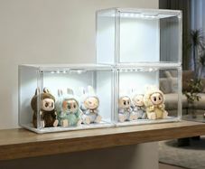 Display boxes with LED lights set of 3 stackable brand new