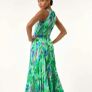 Roman Green Blurred Print Pleated Maxi Dress Image 2