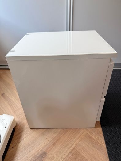 Ikea Malm - White bed side chest with top glass