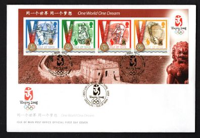 2008 Isle of Man Olympics Games Beijing 2008 Commemorative Stamps Miniature Sheet First Day Cover (FDC)
