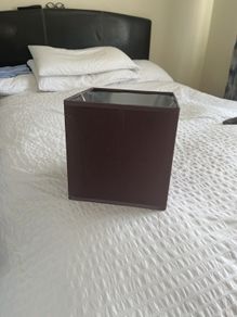 curtains, throw, valance and lampshade and bedside lamp