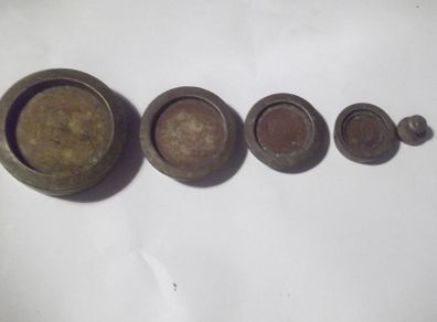 6  antique brass waights