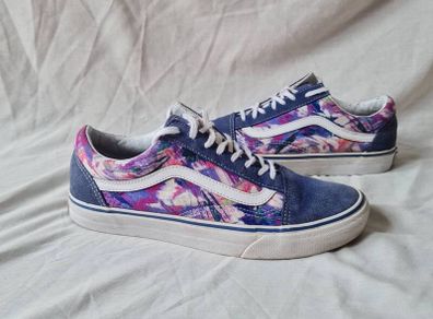 vans old skool multi paint Size 6 eu 37 blue I'm great condition