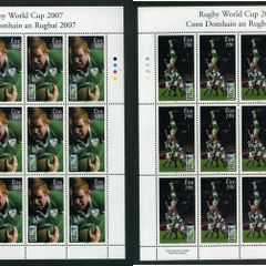 2007 Ireland Rugby World Cup France (Paul O Connell and Players in lineout) Commemorative Stamp Sheetlets Plate 1B1B1B1B Mint Never Hinged (MNH)
