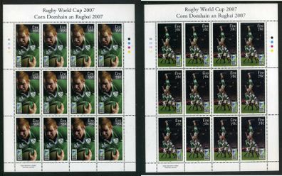 2007 Ireland Rugby World Cup France (Paul O Connell and Players in lineout) Commemorative Stamp Sheetlets Plate 1B1B1B1B Mint Never Hinged (MNH)
