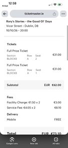 Rory Stories 10th Oct Vicar St