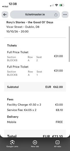 Rory Stories 10th Oct Vicar St