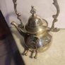 Antique Engraved Victorian Brass Hot Water Tea Kettle RARE EUC Image 7