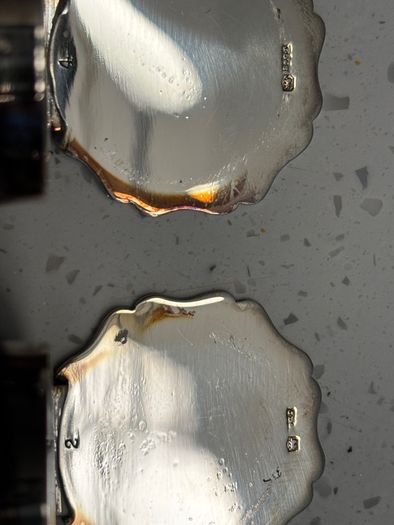 Pair 1912 Sheffield silver top inkwell