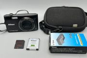 Nikon Coolpix S3500 20.1MP Digital Camera Black Tested - Full Kit