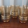 Fabulous Set of Four Vintage Retro Mid-Century-Modern Tumblers with Gilt Banding and a Lovely Unusual Shape, Unknown Maker but Likely from Bohemia or Czechoslovakia Image 3