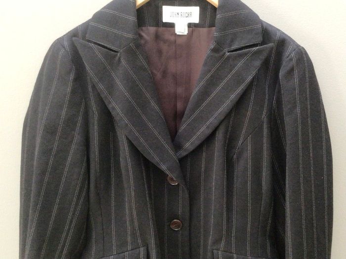 Vintage John Rocha Couture Designer Skirt Suit Dark Brown Size 10