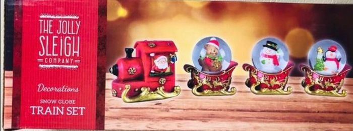 Snowglobe Set of 3pcs Sleigh Train Carriages & Engine