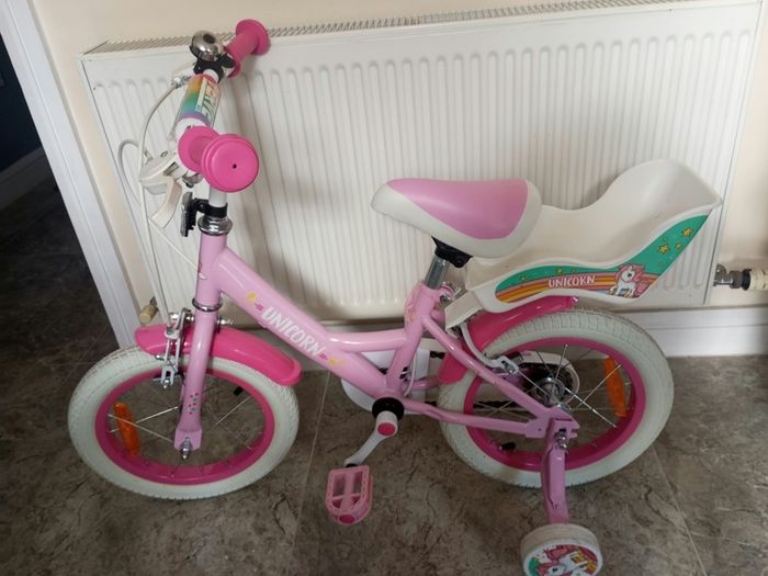 Kids unicorn bike size 14 inch wheels