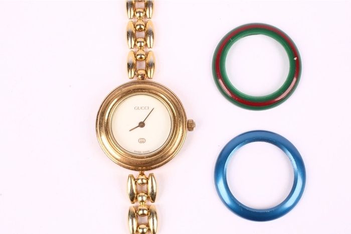 Gucci 1100-L Quartz Womens Watch 26mm Change Bezel Gold Plated