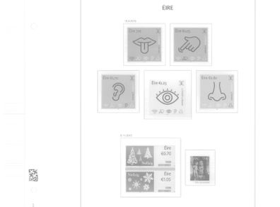 2015 Ireland Davo Supplement Stamp Pages. Includes Pages 178, 179, 180, 181 and 181a (Christmas Booklet) and B59 (Miniature) Sheets Pages include illustrations of stamps and mounts. 6 Pages
