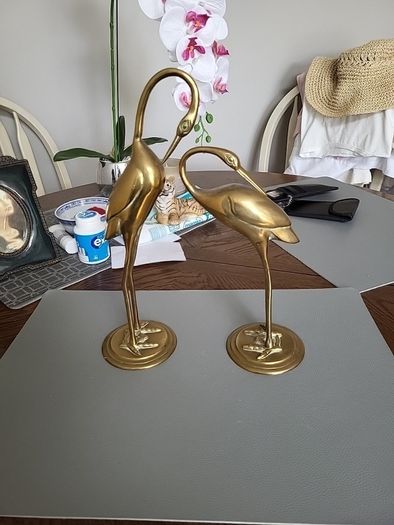Antique stork ornaments brass