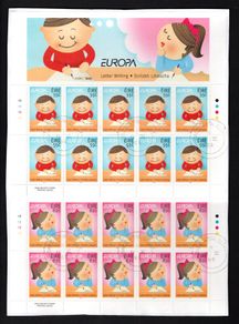 2008 Ireland 55c & 82c Europa (Letter Writing) Commemorative Stamps Sheetlet Plate 1B1B1B1B Fine CDS Used with Dublin cancel of 9th June 2008 (First day of issue)