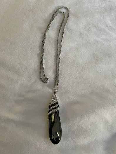 Big Black diamond pendant necklace