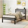 Single Bed Frame with Wood Storage Headboard Image 8