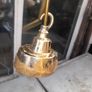 Beautiful Old Large Antique Hanging Brass and Milk Glass Oil Lamp, Converted to Electric Image 7