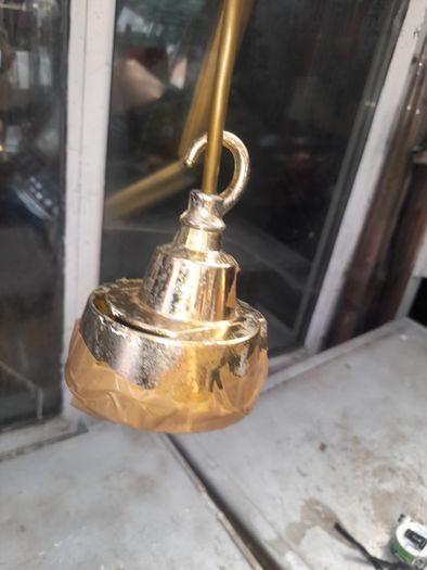 Beautiful Old Large Antique Hanging Brass and Milk Glass Oil Lamp, Converted to Electric