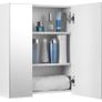 Bathroom Wall Cabinet, Cupboard with Mirror, 3-Door Storage Cabinet, 60 x 15 x 55 cm, with Adjustable Shelf, Modern, White (FREE POSTAGE) Image 6