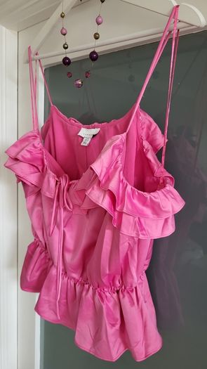 TOPSHOP pink ruffle cami Sz 14 - Bnwt Rrp 40