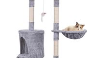 145cm Cat Scratch Posts Stable Cat Climbing Tower Multi-Level Cat Activity Trees for Indoor Cats, Pet Activity Furniture Play House for Kitty Kitten (FREE POSTAGE)