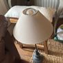 Table lamp black embossed base and taupe shade Image 5