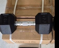 brand new 2x15 kilo hex dumbbells